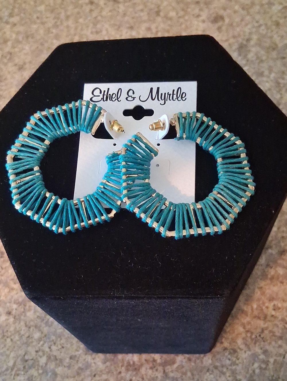 ETHEL & MYRTLE Teal Wrapped Hoop Earrings
